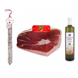 Pack Olio d'oliva Extra + 1/4 prosciutto iberico Etichetta Rossa + Chorizo VELA