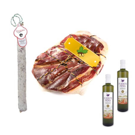 Pack Olio d'oliva Extra + Salchichon VELA + Gold Series Spalla Cruda Pack Olio d'oliva Extra + Salchichon VELA + Gold Series Spalla Cruda