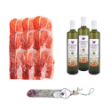 PACK x 10 Prosciutto crudo Ib Etichetta nera affettato + 3 Olio extra vergine di oliva 0,75Ltr + 1/2 Salchichon